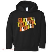 Grateful Thankful Blessed Retro Thanksgiving Toddler Hoodie thumb 0