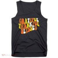 Grateful Thankful Blessed Retro Thanksgiving Tank Top thumb 0