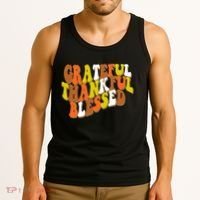 Grateful Thankful Blessed Retro Thanksgiving Tank Top thumb 3