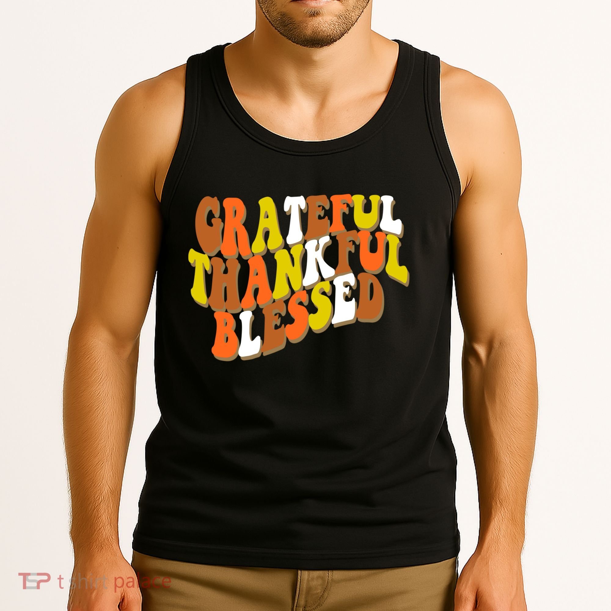 Grateful Thankful Blessed Retro Thanksgiving Tank Top