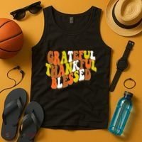 Grateful Thankful Blessed Retro Thanksgiving Tank Top thumb 4