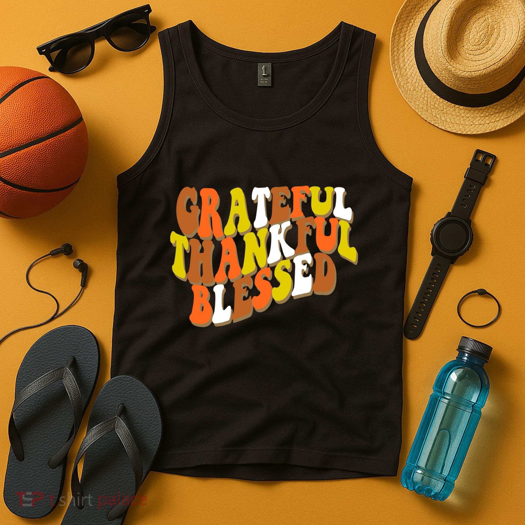 Grateful Thankful Blessed Retro Thanksgiving Tank Top