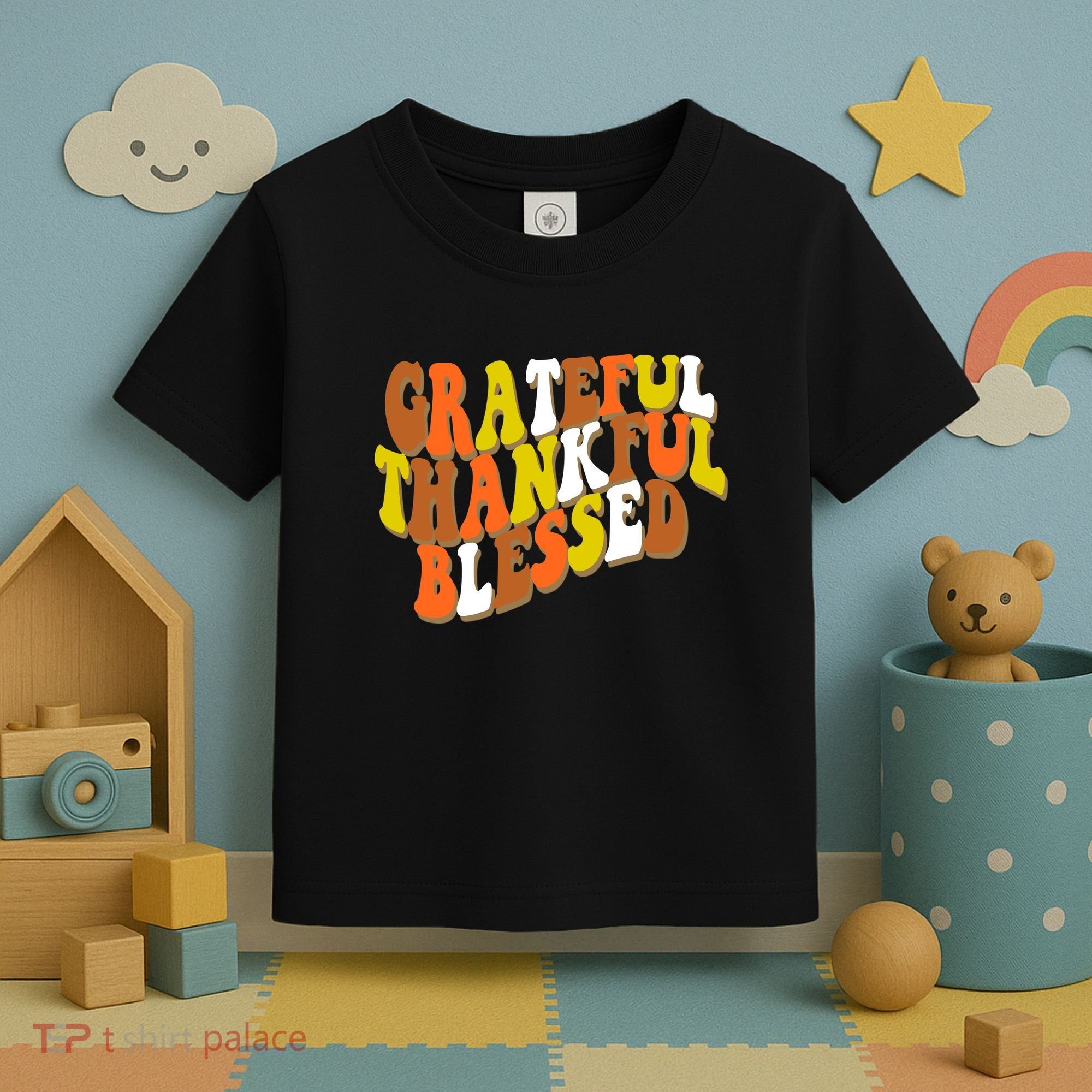Grateful Thankful Blessed Retro Thanksgiving Toddler T-Shirt