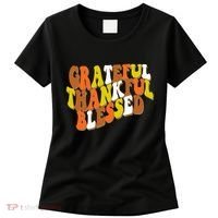 Grateful Thankful Blessed Retro Thanksgiving Women's T-Shirt thumb 0