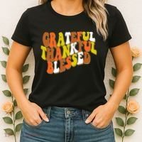 Grateful Thankful Blessed Retro Thanksgiving Women's T-Shirt thumb 2