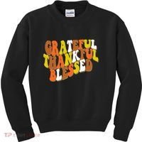 Grateful Thankful Blessed Retro Thanksgiving Kids Sweatshirt thumb 0