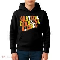 Grateful Thankful Blessed Retro Thanksgiving Kids Hoodie thumb 4