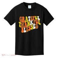 Grateful Thankful Blessed Retro Thanksgiving Kids T-Shirt thumb 0