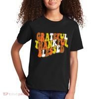 Grateful Thankful Blessed Retro Thanksgiving Kids T-Shirt thumb 2