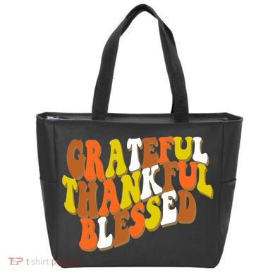 Grateful Thankful Blessed Retro Thanksgiving Tote Bag