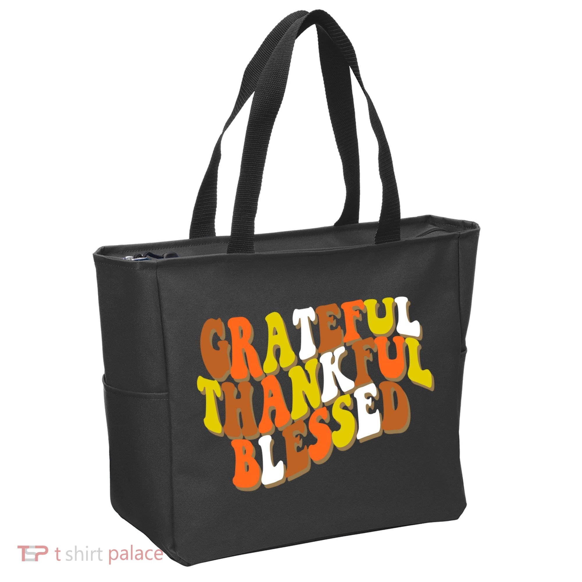 Grateful Thankful Blessed Retro Thanksgiving Tote Bag