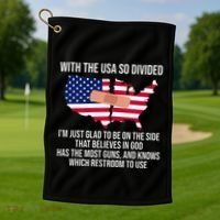 Glad To Be On The Side That Believes In God & Has Most Guns Golf Towel thumb 1