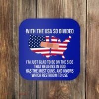 Glad To Be On The Side That Believes In God & Has Most Guns Coaster thumb 0