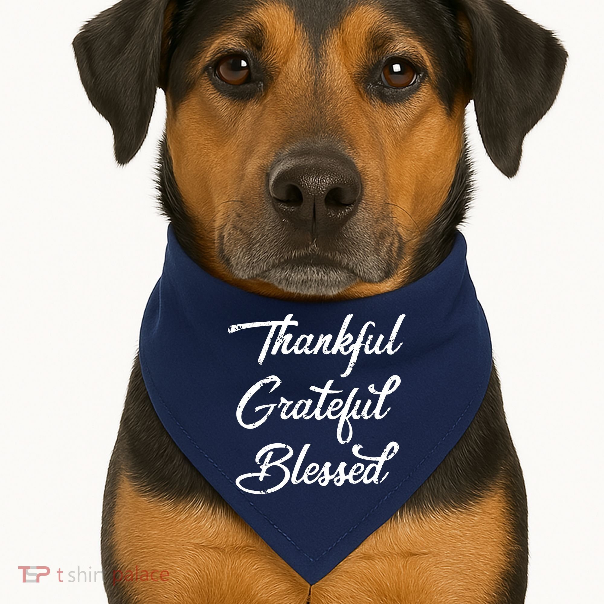 Grateful Thankful & Blessed Thanksgiving USA-Made Doggie Bandana