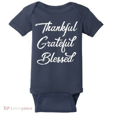 Grateful Thankful & Blessed Thanksgiving Baby Bodysuit