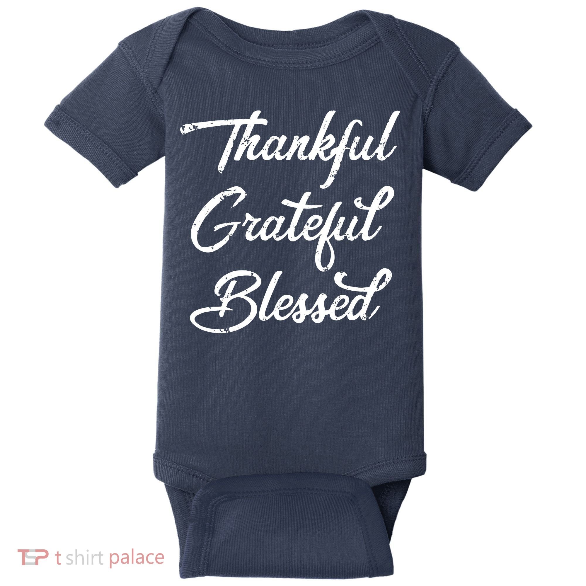 Grateful Thankful & Blessed Thanksgiving Baby Bodysuit