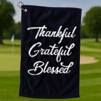 Grateful Thankful & Blessed Thanksgiving Golf Towel thumb 1