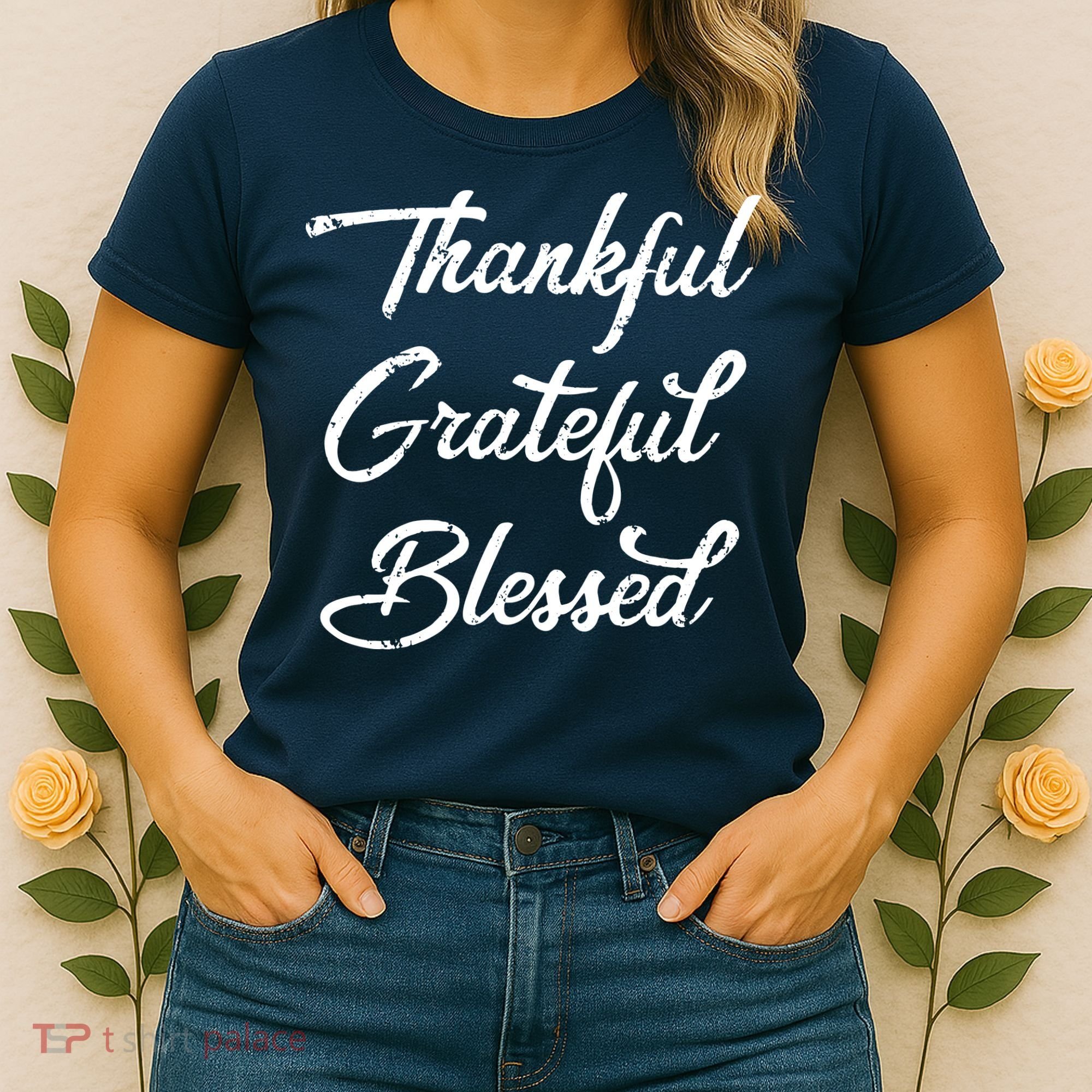 Grateful Thankful & Blessed Thanksgiving Women's T-Shirt