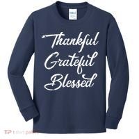 Grateful Thankful & Blessed Thanksgiving Kids Long Sleeve Shirt thumb 0