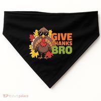Give Thanks Bro Cute Turkey Thankful Thanksgiving USA-Made Doggie Bandana thumb 0