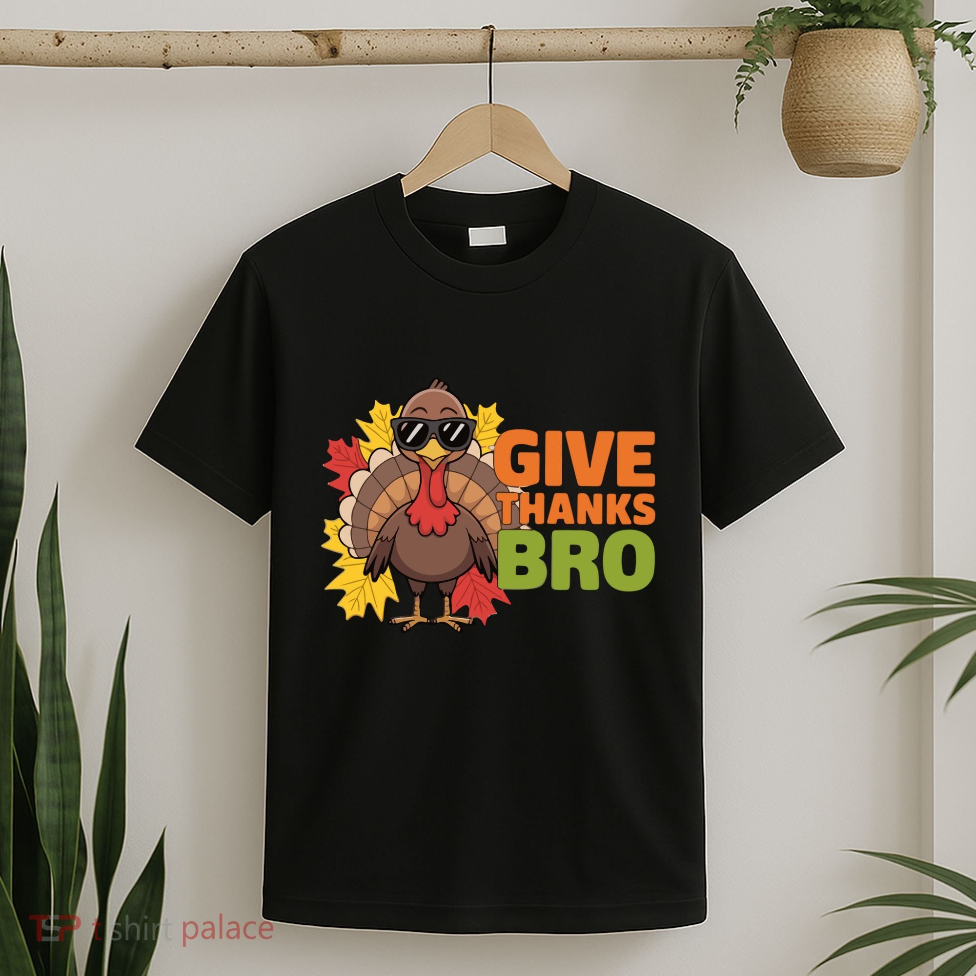 Give Thanks Bro Cute Turkey Thankful Thanksgiving T-Shirt