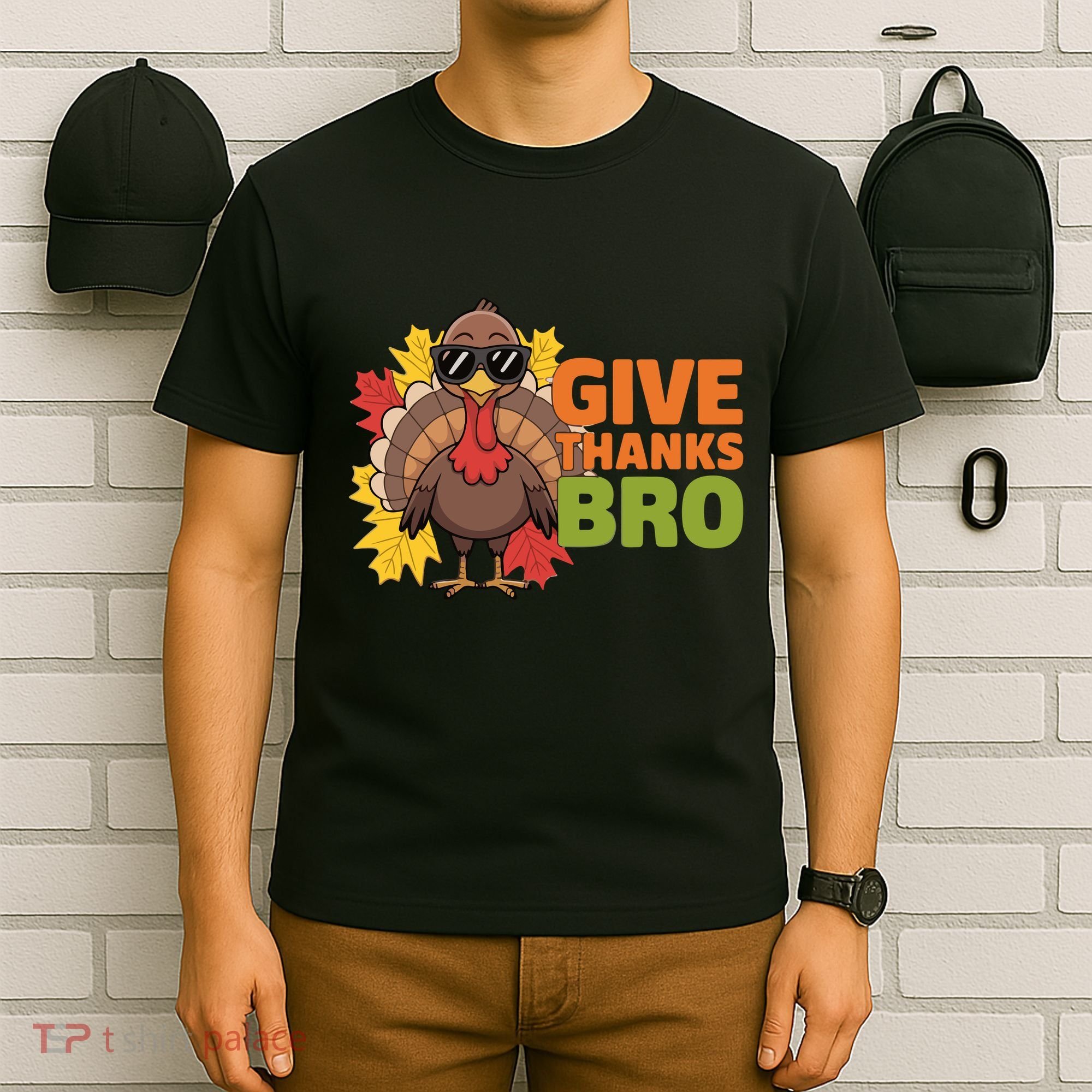Give Thanks Bro Cute Turkey Thankful Thanksgiving T-Shirt