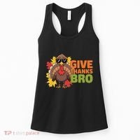 Give Thanks Bro Cute Turkey Thankful Thanksgiving Women's Tank Top thumb 0