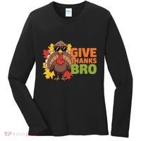 Give Thanks Bro Cute Turkey Thankful Thanksgiving Women's Long Sleeve Shirt thumb 0