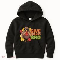 Give Thanks Bro Cute Turkey Thankful Thanksgiving Kids Hoodie thumb 0