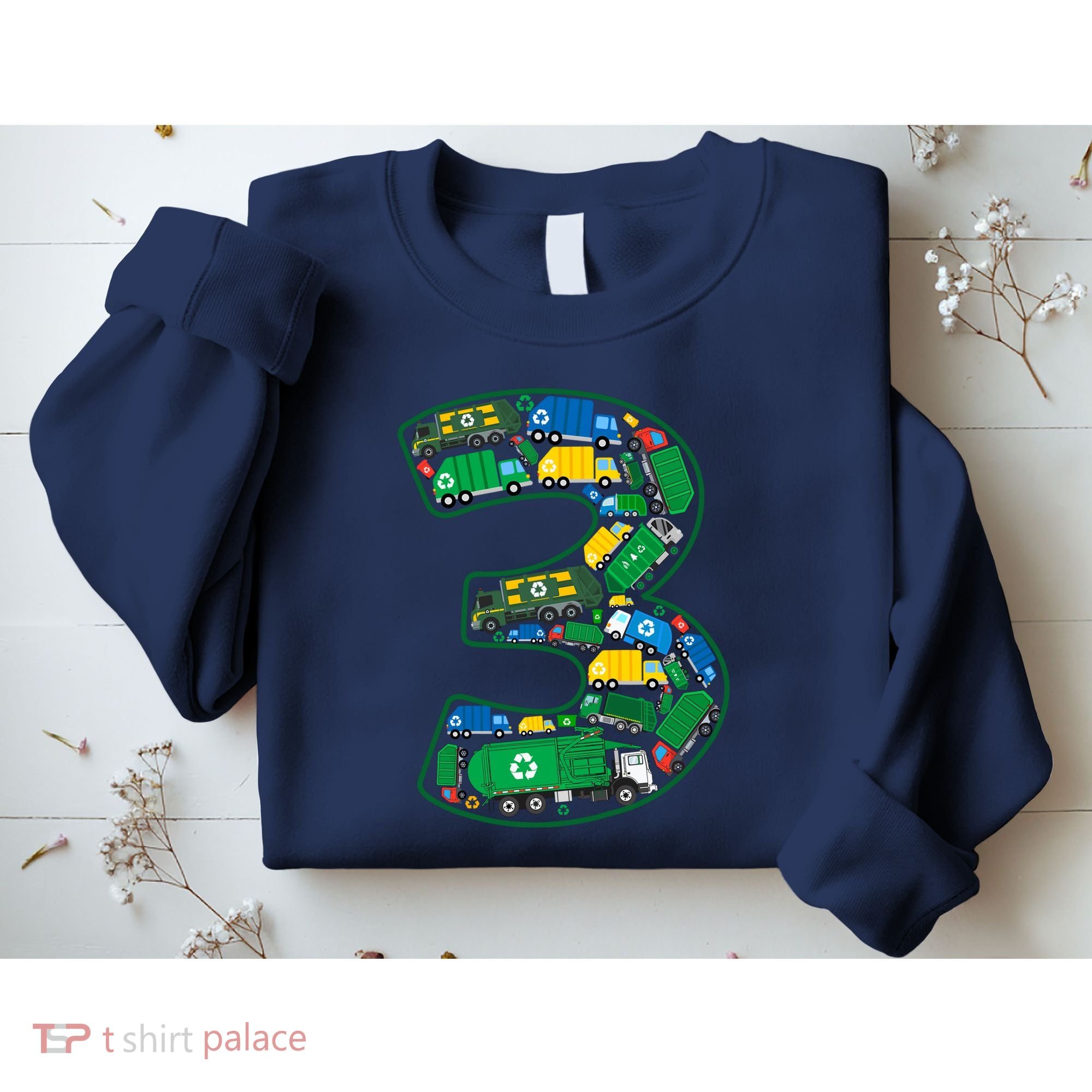 Garbage Truck Boy 3rd Birthday 3 Years Old Garbage Truck Boy Sweatshirt