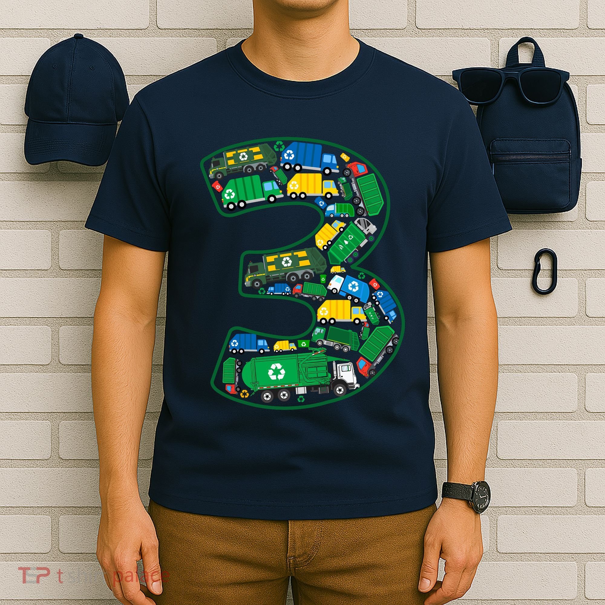 Garbage Truck Boy 3rd Birthday 3 Years Old Garbage Truck Boy T-Shirt