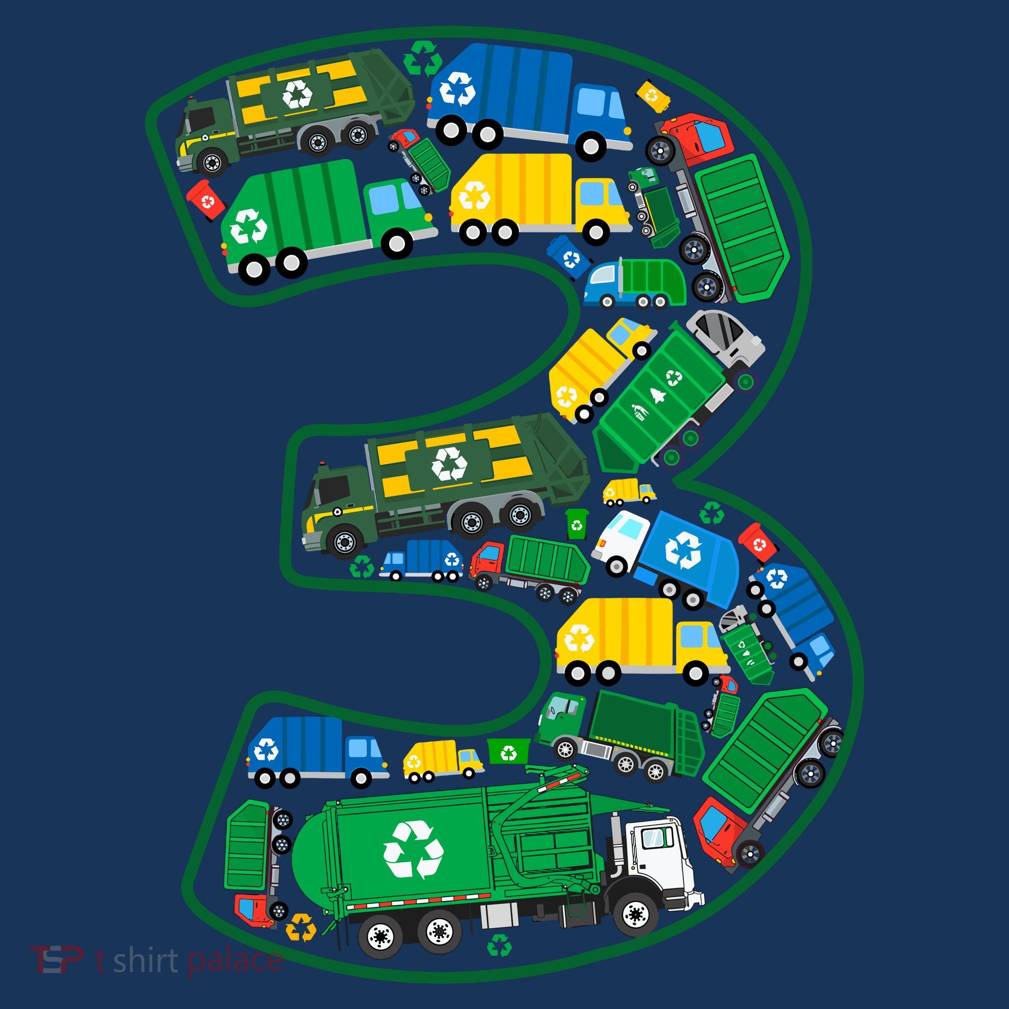 Garbage Truck Boy 3rd Birthday 3 Years Old Garbage Truck Boy T-Shirt