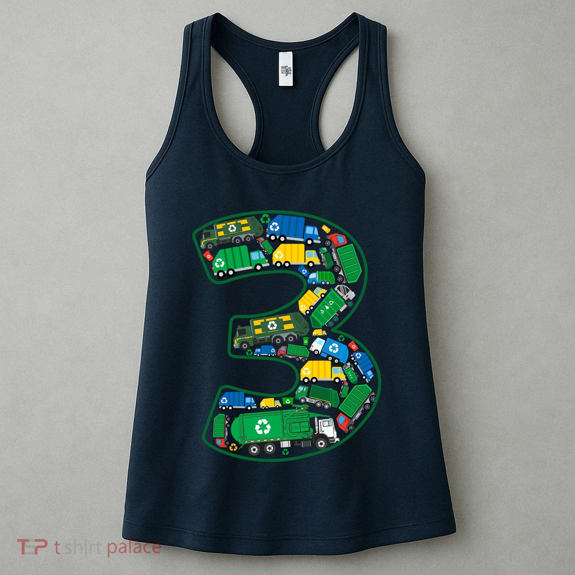 Garbage Truck Boy 3rd Birthday 3 Years Old Garbage Truck Boy Women's Tank Top
