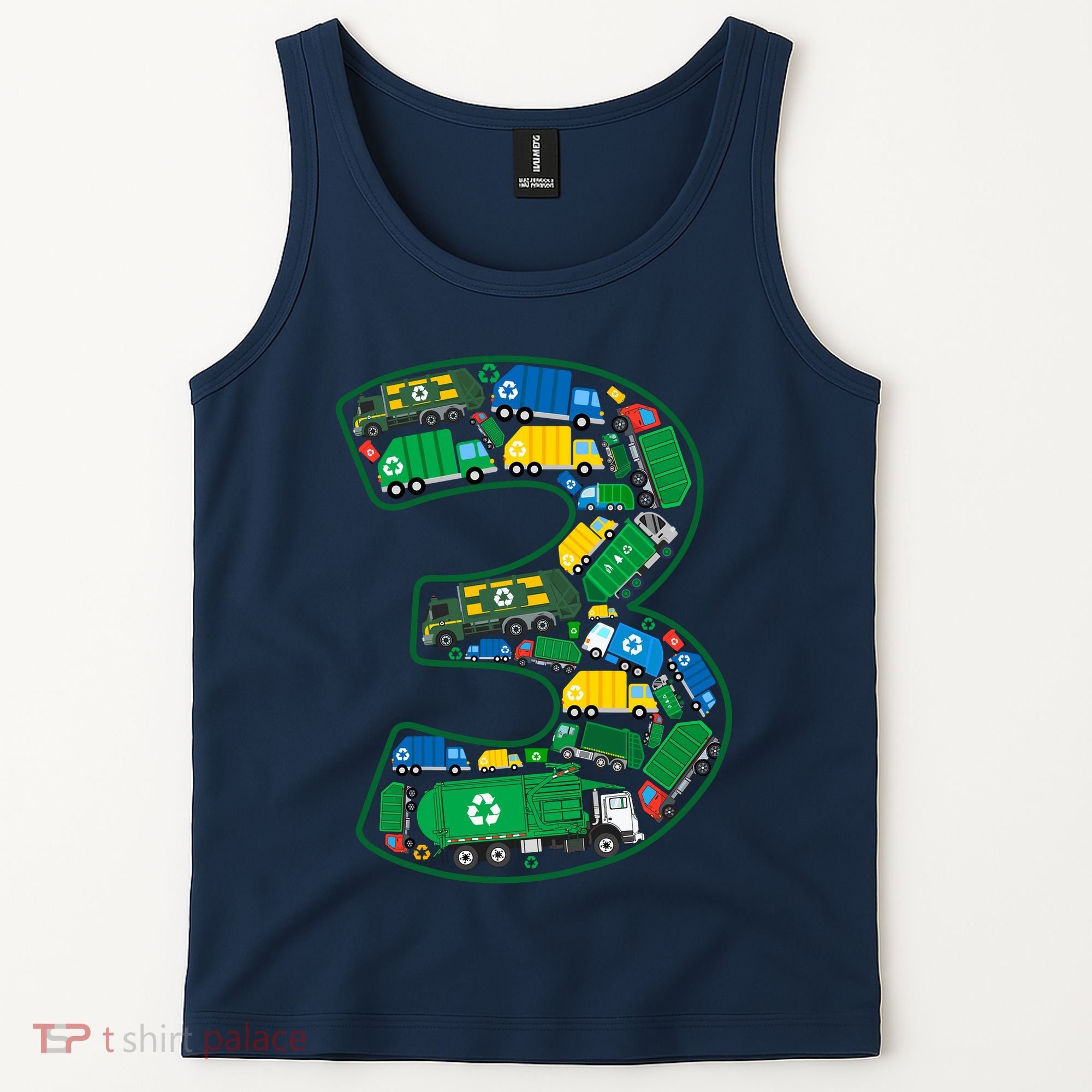 Garbage Truck Boy 3rd Birthday 3 Years Old Garbage Truck Boy Tank Top