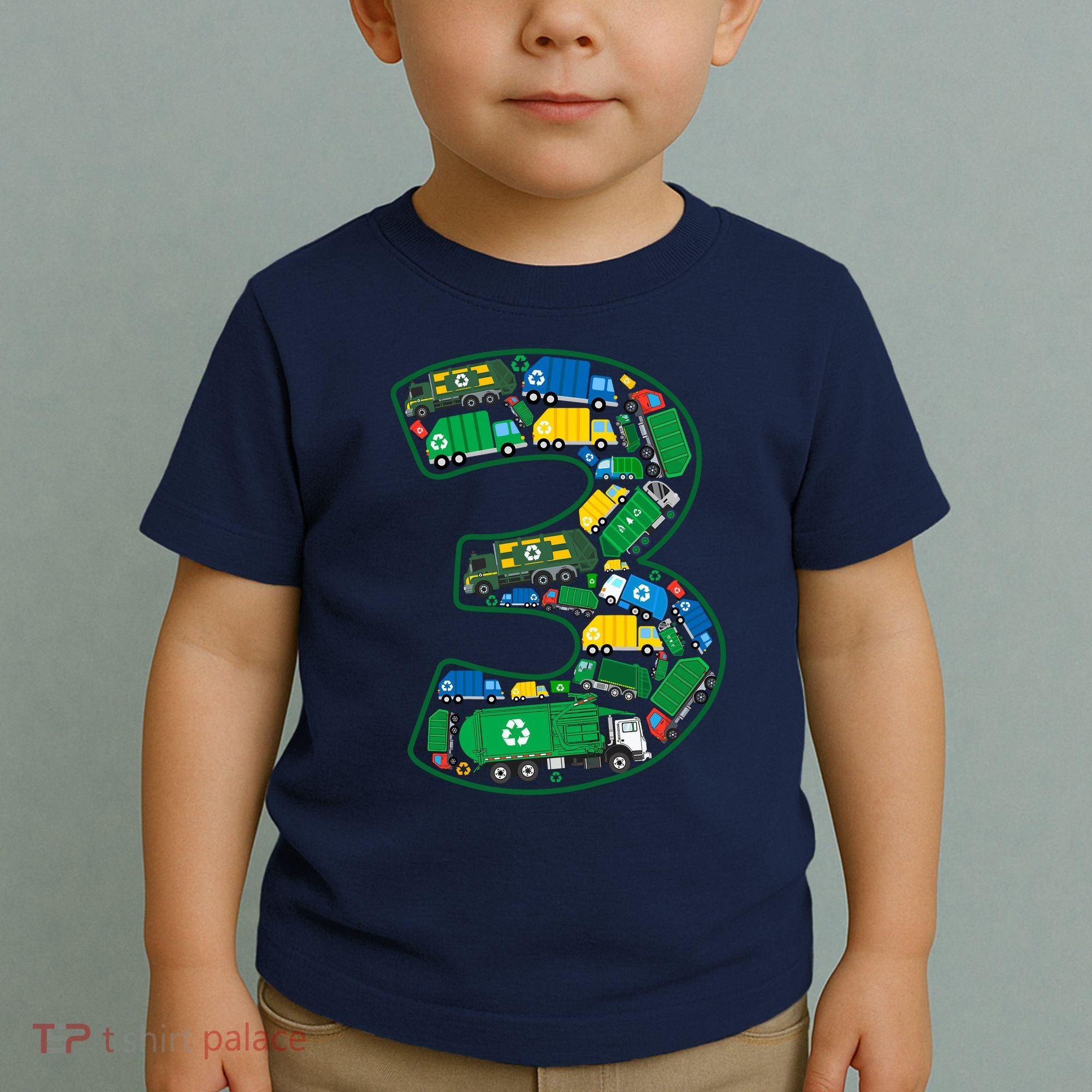 Garbage Truck Boy 3rd Birthday 3 Years Old Garbage Truck Boy Toddler T-Shirt