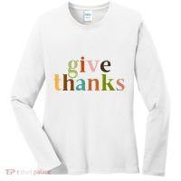 Give Thanks Be Thankful Thankgiving Women's Long Sleeve Shirt thumb 0
