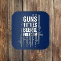 Guns Titties Beer & Freedom Funny Drinking USA Flag Coaster thumb 0