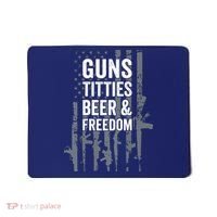 Guns Titties Beer & Freedom Funny Drinking USA Flag Mousepad thumb 0