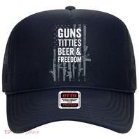 Guns Titties Beer & Freedom Funny Drinking USA Flag Hat thumb 0