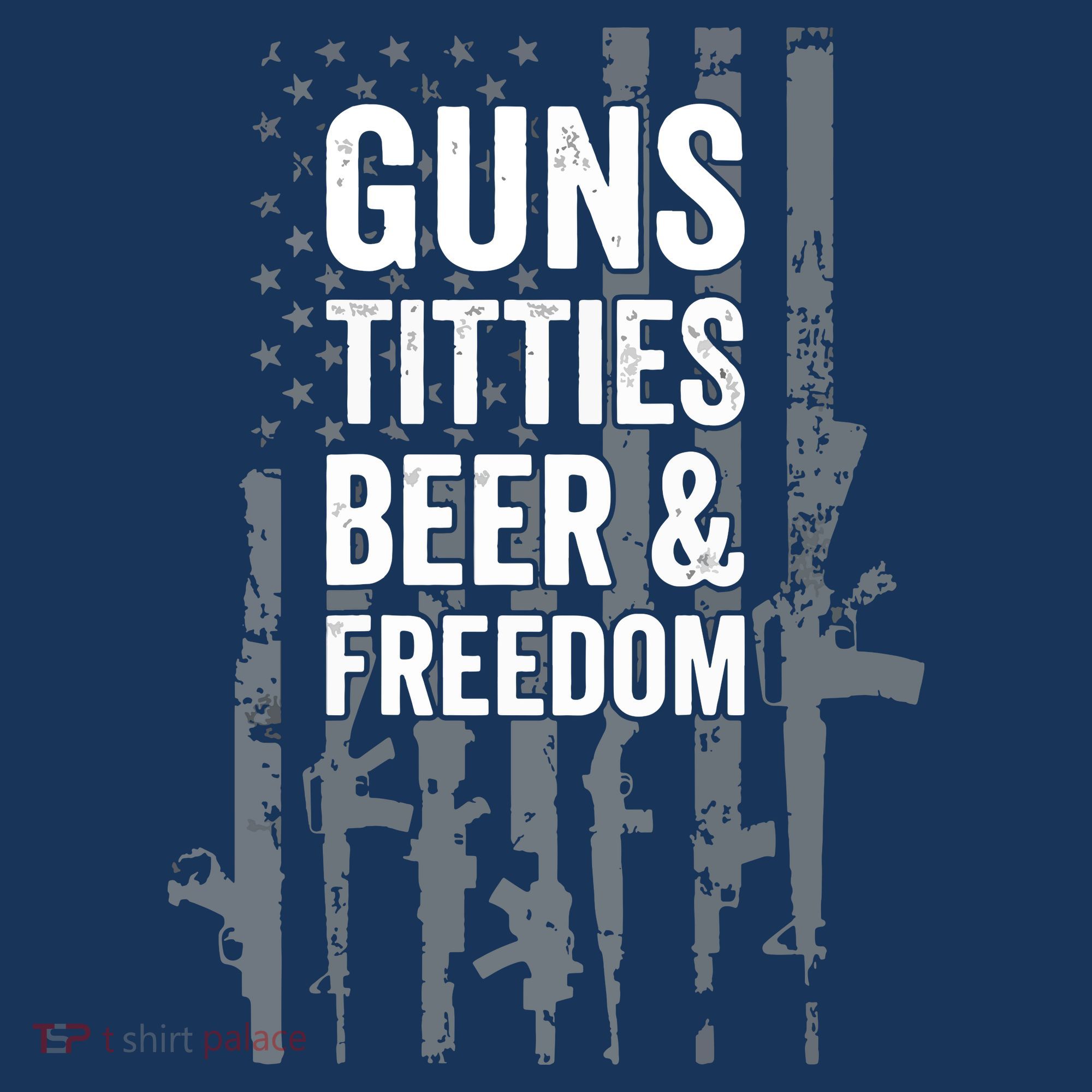 Guns Titties Beer & Freedom Funny Drinking USA Flag Golf Towel