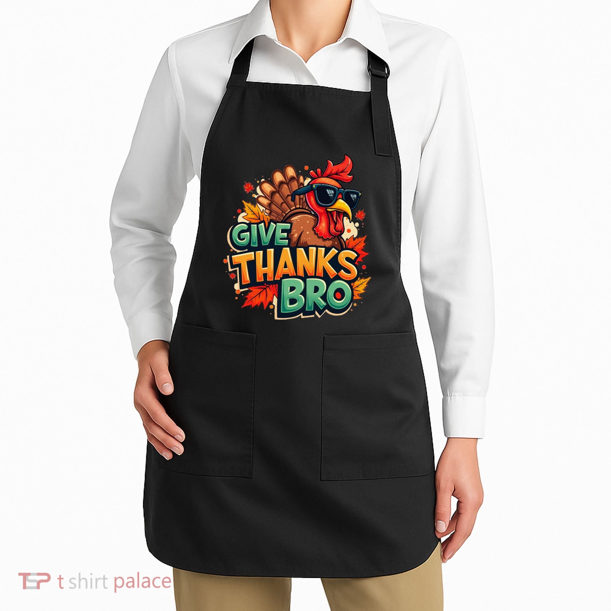 Give Thanks Bro Cute Turkey Thankful Thanksgiving Apron