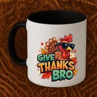 Give Thanks Bro Cute Turkey Thankful Thanksgiving Coffee Mug thumb 2