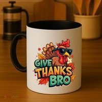 Give Thanks Bro Cute Turkey Thankful Thanksgiving Coffee Mug thumb 4