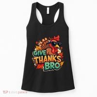 Give Thanks Bro Cute Turkey Thankful Thanksgiving Women's Tank Top thumb 0