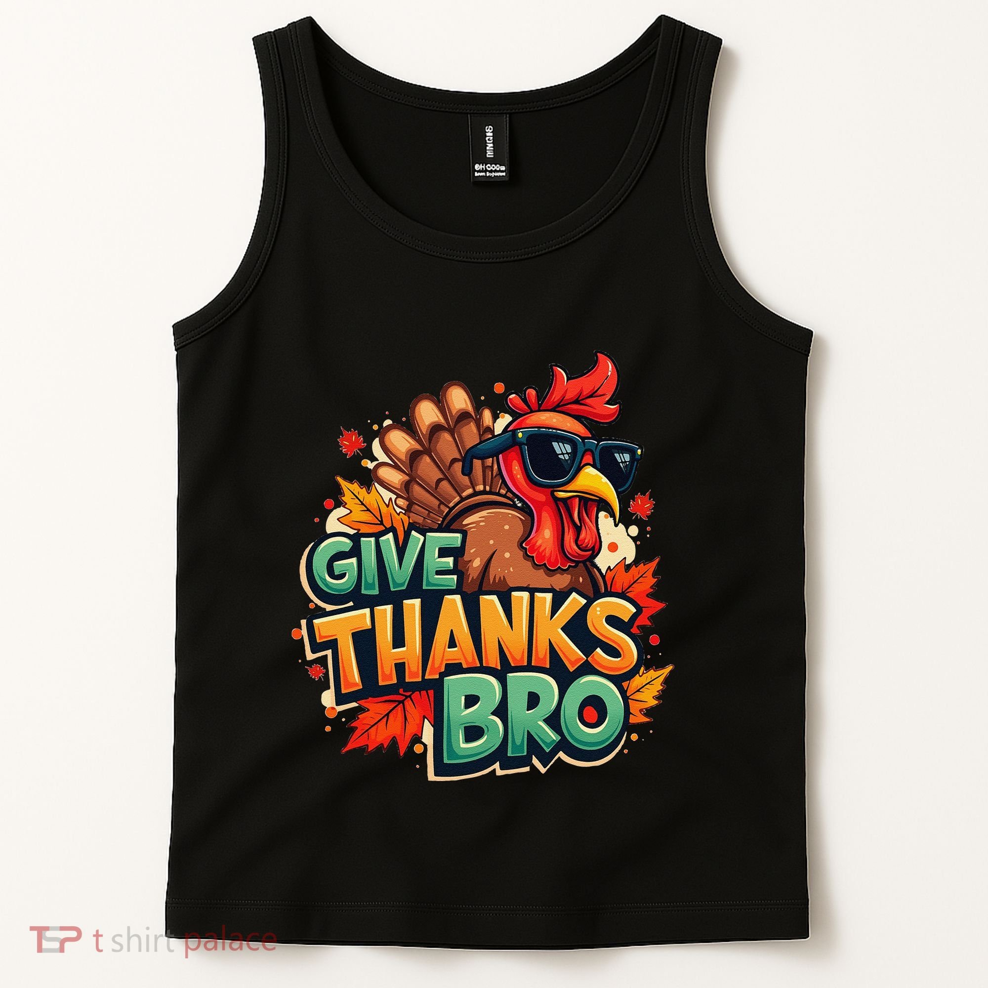 Give Thanks Bro Cute Turkey Thankful Thanksgiving Tank Top