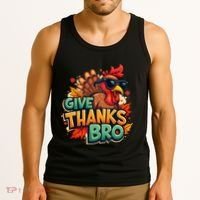 Give Thanks Bro Cute Turkey Thankful Thanksgiving Tank Top thumb 3