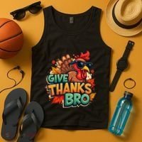 Give Thanks Bro Cute Turkey Thankful Thanksgiving Tank Top thumb 4