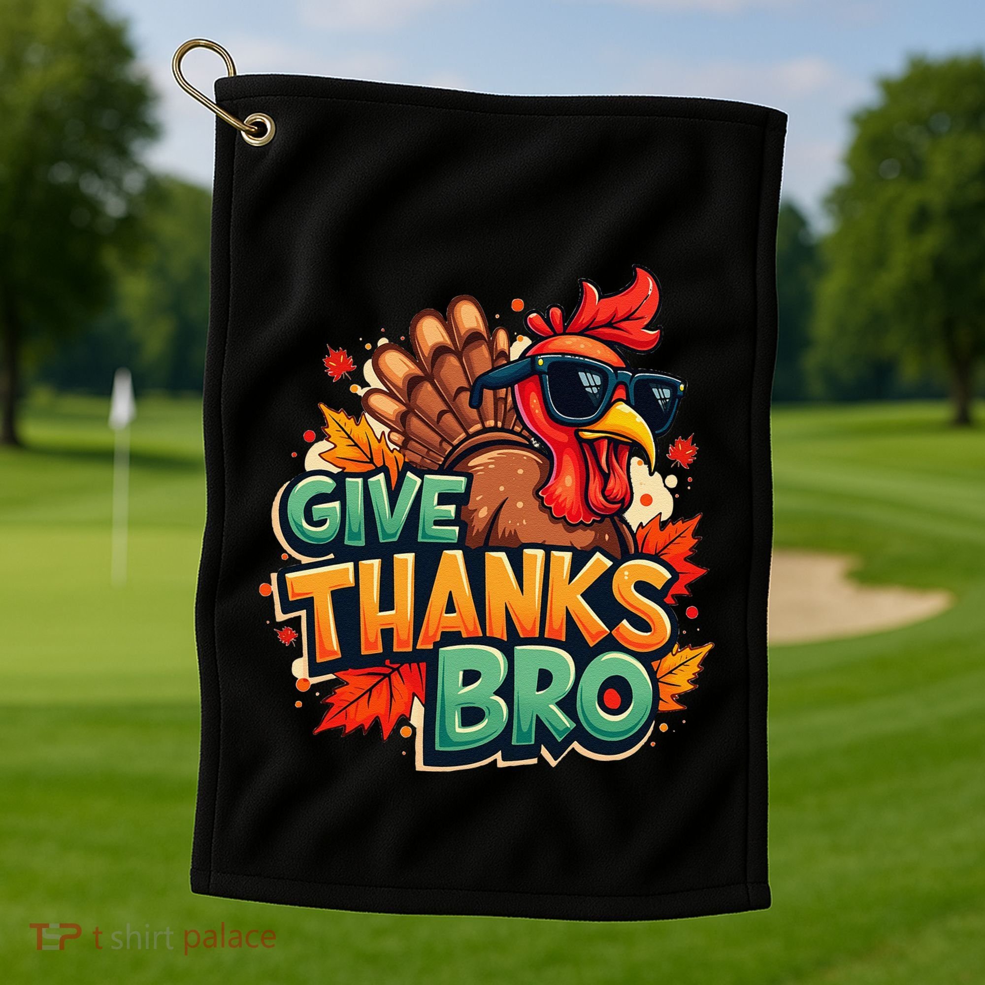 Give Thanks Bro Cute Turkey Thankful Thanksgiving Golf Towel