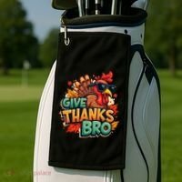 Give Thanks Bro Cute Turkey Thankful Thanksgiving Golf Towel thumb 2