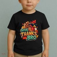 Give Thanks Bro Cute Turkey Thankful Thanksgiving Toddler T-Shirt thumb 2